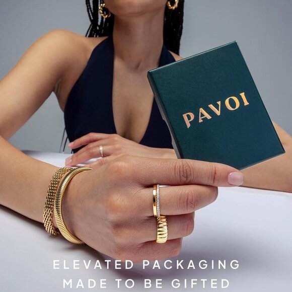 14K Gold Plated Cubic Zirconia Open Twist Eternity Band for Women - Picture 6 of 6